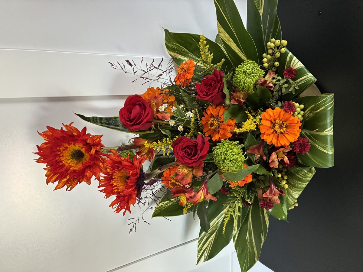 Sunflowers and fiery seasonal blooms